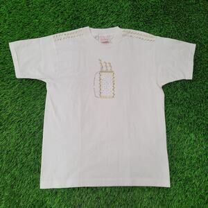 Vintage 90s Golf Golfer Beaded Shirt Womens Large 21x27 White